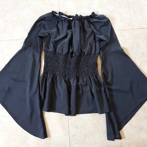 Black Boho Pirate Gypsy Witchy Blouse